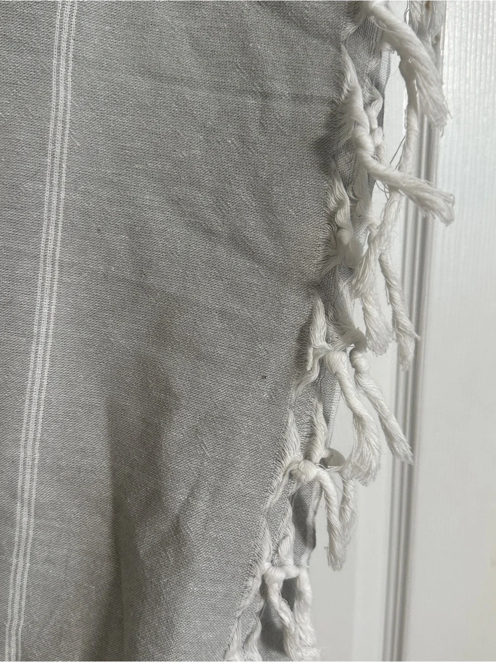 Striped Gray Fringe Wrap Scarf